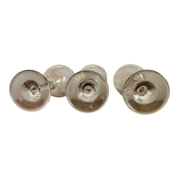 3 Hand Blown Glass Clear Goblet Wine Glasses Etched Winter Scene Snow Trees 7.5" - Picture 3 of 7